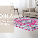 Ultra Soft Area Rug, Non Slip, Stain Resistant, Washable Area Rugs for Living Room, Bedroom, Elegant Colorful Trellis Arrangement(Pink)