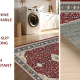 Ultra Soft Area Rug, Non Slip, Stain Resistant, Washable Area Rugs for Living Room, Bedroom, Lush Cozy Cream Tiled Design(Red)
