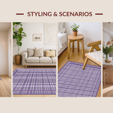 Ultra Soft Area Rug, Non Slip, Stain Resistant, Washable Area Rugs for Living Room, Bedroom, Chic Purple Trellis Motif(Purple)