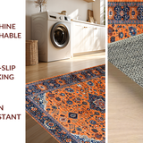 Ultra Soft Area Rug, Non Slip, Stain Resistant, Washable Area Rugs for Living Room, Bedroom, Elegant Minimalist Ogee Pattern Mix(Orange)