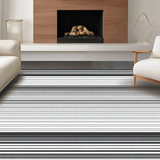 Ultra Soft Area Rug, Non Slip, Stain Resistant, Washable Area Rugs for Living Room, Bedroom, Timeless Elegant Striped Motif(Black)