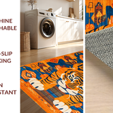 Ultra Soft Area Rug, Non Slip, Stain Resistant, Washable Area Rugs for Living Room, Bedroom, Artistic Vibrant Colorful Tiger Design(Orange)
