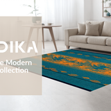 Artistic Teal and Dark Blue Motif(Blue)