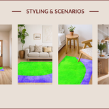 Ultra Soft Area Rug, Non Slip, Stain Resistant, Washable Area Rugs for Living Room, Bedroom, Watercolor Pattern Artistic Meditation Space Faux Fur Carpet(Green)