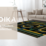 Ultra Soft Area Rug, Non Slip, Stain Resistant, Washable Area Rugs for Living Room, Bedroom, Sleek Elegant Abstract Forms(Blue)