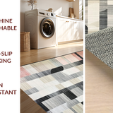 Ultra Soft Area Rug, Non Slip, Stain Resistant, Washable Area Rugs for Living Room, Bedroom, Monochrome Linear Wave Runner Rug with Bold Stripes and Minimalist Contrast(Gray)