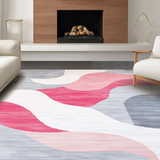 Ultra Soft Area Rug, Non Slip, Stain Resistant, Washable Area Rugs for Living Room, Bedroom, Sleek Light Grey Elegant Swirls(Gray)