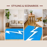 Ultra Soft Area Rug, Non Slip, Stain Resistant, Washable Area Rugs for Living Room, Bedroom, Stylish Retro Wave Composition(Blue)