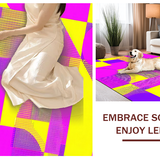 Ultra Soft Area Rug, Non Slip, Stain Resistant, Washable Area Rugs for Living Room, Bedroom, Funky Eighties Inspired Abstract Design(Yellow)