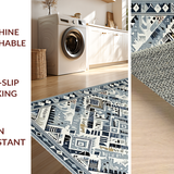 Ultra Soft Area Rug, Non Slip, Stain Resistant, Washable Area Rugs for Living Room, Bedroom, Sophisticated Lattice Gray Visual Piece(Blue)