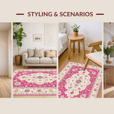 Ultra Soft Area Rug, Non Slip, Stain Resistant, Washable Area Rugs for Living Room, Bedroom, Whimsical Colorful Trellis Style(White)