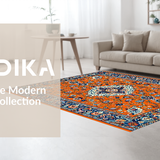 Ultra Soft Area Rug, Non Slip, Stain Resistant, Washable Area Rugs for Living Room, Bedroom, Artful Floral Circular Arrangement(Orange)
