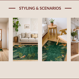 Ultra Soft Area Rug, Non Slip, Stain Resistant, Washable Area Rugs for Living Room, Bedroom, Rustic Botanical Tiger Illustration(Green)