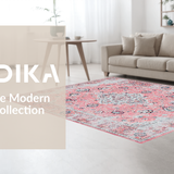 Ultra Soft Area Rug, Non Slip, Stain Resistant, Washable Area Rugs for Living Room, Bedroom, Contemporary Abstract Circular Design(Pink)
