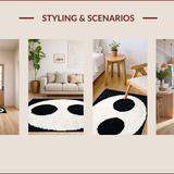 Ultra Soft Area Rug, Non Slip, Stain Resistant, Washable Area Rugs for Living Room, Bedroom, Modern Circular Living Room Washable Accent Rug(Black)