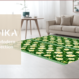 Ultra Soft Area Rug, Non Slip, Stain Resistant, Washable Area Rugs for Living Room, Bedroom, Boho Floral Low-Pile(Green)
