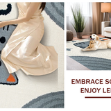 Ultra Soft Area Rug, Non Slip, Stain Resistant, Washable Area Rugs for Living Room, Bedroom, Trendy Monochrome Feline Artistry(Beige)