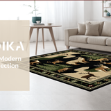 Ultra Soft Area Rug, Non Slip, Stain Resistant, Washable Area Rugs for Living Room, Bedroom, Natural Toned Hunting Scene Motif(Beige)