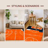Ultra Soft Area Rug, Non Slip, Stain Resistant, Washable Area Rugs for Living Room, Bedroom, Bold Orange Sphere with Athletic Flair(Orange)