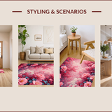 Ultra Soft Area Rug, Non Slip, Stain Resistant, Washable Area Rugs for Living Room, Bedroom, Romantic Pink Floral Non-Slip Bathroom(Pink)