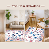 Ultra Soft Area Rug, Non Slip, Stain Resistant, Washable Area Rugs for Living Room, Bedroom, Lively Butterfly-Themed Cozy Appeal(Pink)