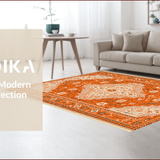 Ultra Soft Area Rug, Non Slip, Stain Resistant, Washable Area Rugs for Living Room, Bedroom, Boho Low Pile(Orange)