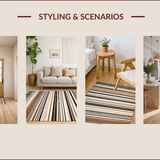 Ultra Soft Area Rug, Non Slip, Stain Resistant, Washable Area Rugs for Living Room, Bedroom, Elegant Striped Neutral Aesthetic(Brown)