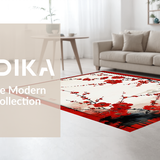 Ultra Soft Area Rug, Non Slip, Stain Resistant, Washable Area Rugs for Living Room, Bedroom, Artistic Multicolored Floral Composition(Red)
