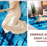 Ultra Soft Area Rug, Non Slip, Stain Resistant, Washable Area Rugs for Living Room, Bedroom, Fluffy Dark Blue Dorm Rug with Cozy Vegan Aesthetic(Blue)