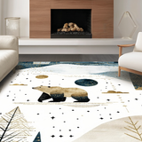 Ultra Soft Area Rug, Non Slip, Stain Resistant, Washable Area Rugs for Living Room, Bedroom, Tranquil Watercolor Sky and Bears(Gray)