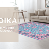 Ultra Soft Area Rug, Non Slip, Stain Resistant, Washable Area Rugs for Living Room, Bedroom, Elegant Antique Ogee Design(Blue)