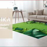 Ultra Soft Area Rug, Non Slip, Stain Resistant, Washable Area Rugs for Living Room, Bedroom, 3D Leaf Shaggy Bath Mat with Non-Slip Absorbent Design(Green)