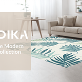 Ultra Soft Area Rug, Non Slip, Stain Resistant, Washable Area Rugs for Living Room, Bedroom, Tropical Leaf Inspired Aesthetic(Beige)