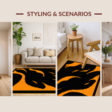 Ultra Soft Area Rug, Non Slip, Stain Resistant, Washable Area Rugs for Living Room, Bedroom, Dynamic Sports Theme Composition(Orange)