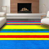Ultra Soft Area Rug, Non Slip, Stain Resistant, Washable Area Rugs for Living Room, Bedroom, Eclectic Striped Rainbow Vibe(Red)