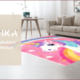 Ultra Soft Area Rug, Non Slip, Stain Resistant, Washable Area Rugs for Living Room, Bedroom, Fluffy Unicorn Shag(Red)