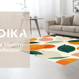 Ultra Soft Area Rug, Non Slip, Stain Resistant, Washable Area Rugs for Living Room, Bedroom, Orange Green White Blush Bright Area Rug Fruit Silhouette Design(Orange)