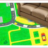 Ultra Soft Area Rug, Non Slip, Stain Resistant, Washable Area Rugs for Living Room, Bedroom, Vivid Cityscape Playful Design(Green)