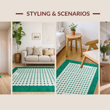 Ultra Soft Area Rug, Non Slip, Stain Resistant, Washable Area Rugs for Living Room, Bedroom, Rustic Stain Resistant Trellis Style(Green)
