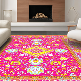 Ultra Soft Area Rug, Non Slip, Stain Resistant, Washable Area Rugs for Living Room, Bedroom, Artful Geometric Floral Composition(Pink)