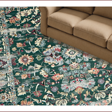 Ultra Soft Area Rug, Non Slip, Stain Resistant, Washable Area Rugs for Living Room, Bedroom, Rustic Oriental Green Tiled Motif(Green)