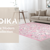 Ultra Soft Area Rug, Non Slip, Stain Resistant, Washable Area Rugs for Living Room, Bedroom, Delicate Petal Patterned Decor(Pink)