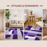 Ultra Soft Area Rug, Non Slip, Stain Resistant, Washable Area Rugs for Living Room, Bedroom, Luxurious Textured Linear Elements(Purple)