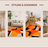 Ultra Soft Area Rug, Non Slip, Stain Resistant, Washable Area Rugs for Living Room, Bedroom, Modern Geometric Orange Composition(Orange)