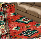 Ultra Soft Area Rug, Non Slip, Stain Resistant, Washable Area Rugs for Living Room, Bedroom, Southwest Aesthetic Bedroom Area Rug with Rubber Backing(Red)