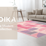 Ultra Soft Area Rug, Non Slip, Stain Resistant, Washable Area Rugs for Living Room, Bedroom, Colorful Child-Friendly Patterned Delight(Pink)