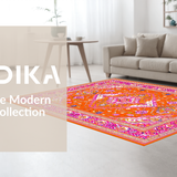Ultra Soft Area Rug, Non Slip, Stain Resistant, Washable Area Rugs for Living Room, Bedroom, Lively Tiled Artful Expression(Orange)