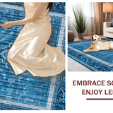 Ultra Soft Area Rug, Non Slip, Stain Resistant, Washable Area Rugs for Living Room, Bedroom, Elegant Bow Charm Rug Blue Themed Decorative Mat with Stylish Knot Design(Blue)