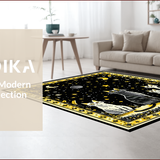 Ultra Soft Area Rug, Non Slip, Stain Resistant, Washable Area Rugs for Living Room, Bedroom, Retro Abstract Zodiac Illustration(Black)