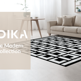 Ultra Soft Area Rug, Non Slip, Stain Resistant, Washable Area Rugs for Living Room, Bedroom, Contemporary Cut-Loop Geometric Delight(Black)